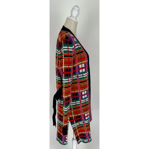 Moth Anthropologie Williston Plaid Long Cardigan Sweater Belted Womens Small - Picture 9 of 13